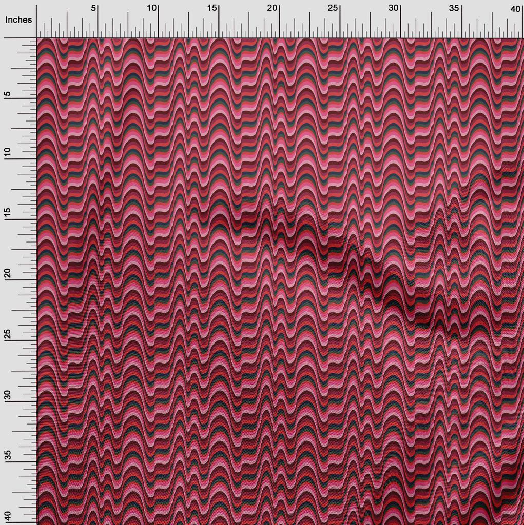 oneOone Cotton Flex Fabric Waves Flame Stitch Print Fabric By The Yard 40 Inch