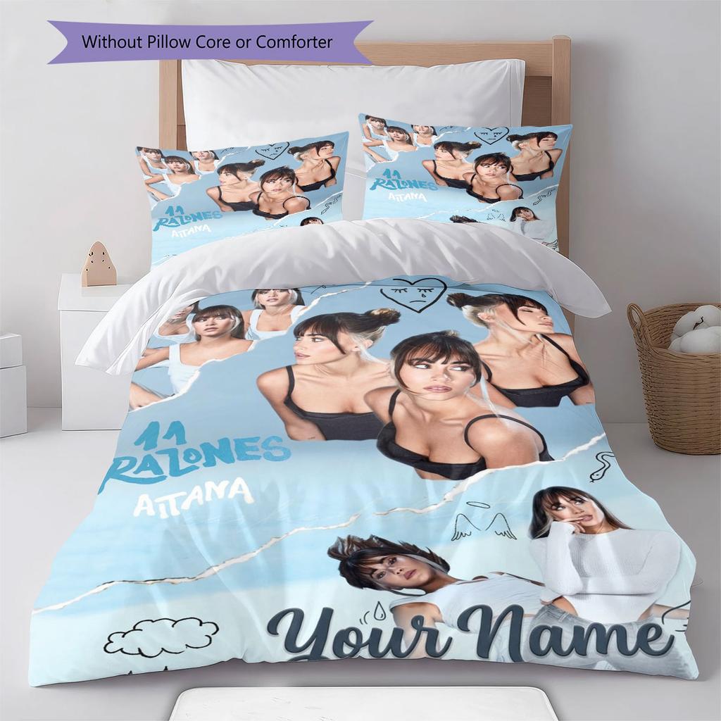 Aitana Custom Name Pattern Bedding,Quilt Set Quilt Cover Pillowcase Home Birthday Gift(1 * duvet cover + 2 * pillowcase, without core)