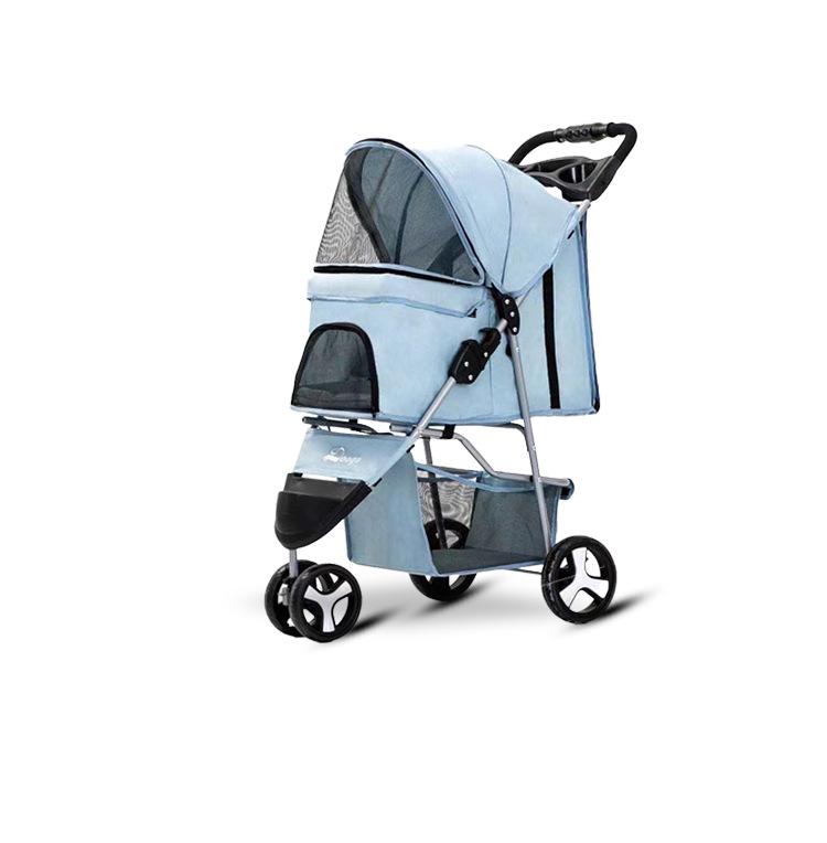 Three-Wheeled Lightweight Pet Stroller for Small and Medium Dogs and Cats, Foldable and Universal Design