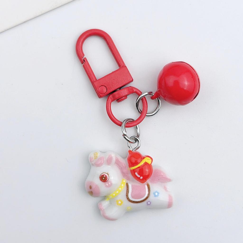 New Year Cartoon Pony Keychain Pendant - Cute Creative Horse-Themed Gift.