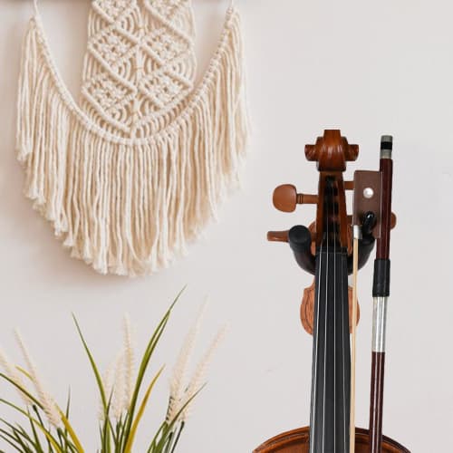 Wall Mount Guitar Holder, Wall Guitar Hanger, Mahogany Violin Hook with Screws, Guitar Wall Mount Hook, Violin-Shaped Hook Stand for Stringed Instrume