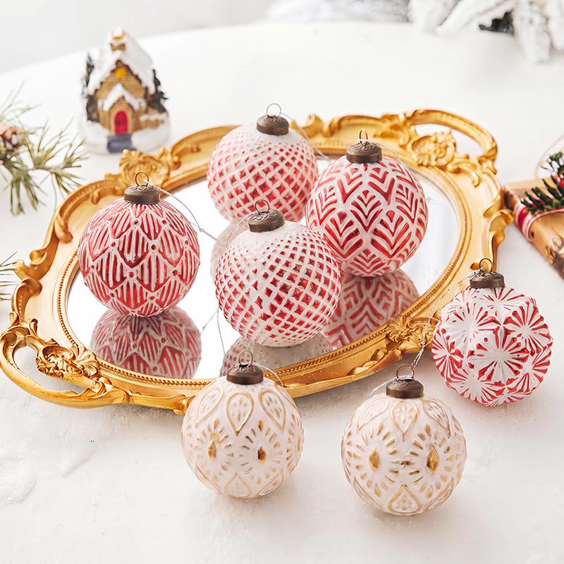 Retro 8cm Christmas Ball Set: 12 Decorative Ornaments for Festive Scenes and Tree Decoration