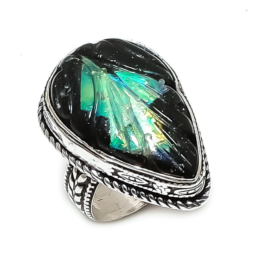 Natural Austrlian Opal Doublet 925 Sterling Silver Jewelry Ring Size 9 c7a26