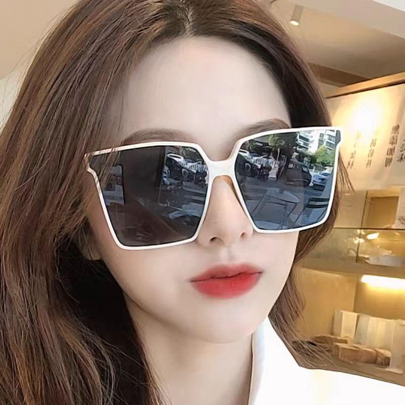 Men'S Big Face Fat Man Big Frame Sunglasses Square Frame Uv Protection Driver Driving Sunglasses Female Tide