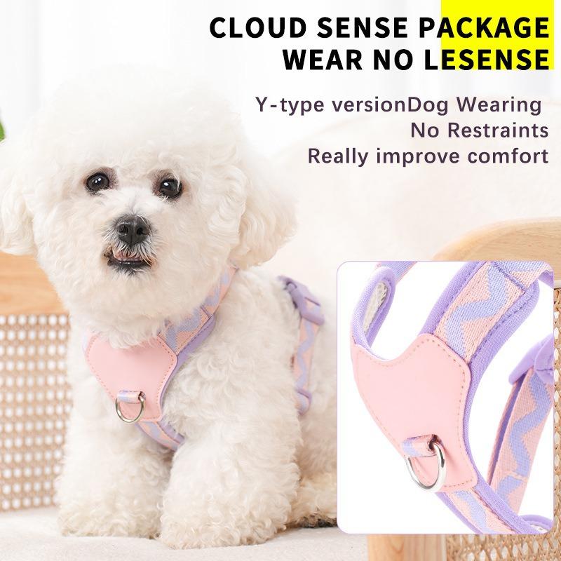 Adjustable Size Reflective Polyester Vest-Style Chest Harness Set Fashion Dog Leash Button Anti-Escape Pet Supplies Cross-Border