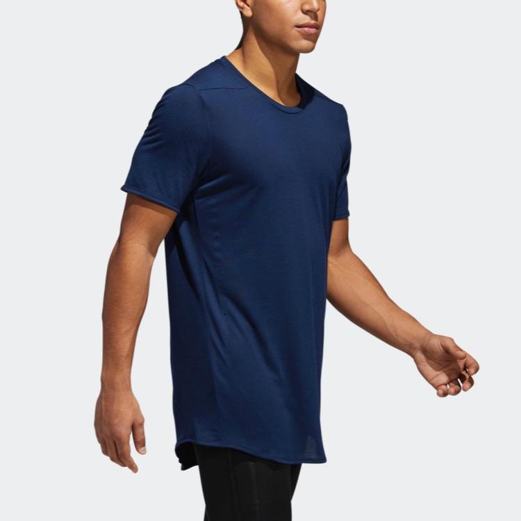 adidas Sports Running Crew Neck Pullover Short Sleeve T-Shirt Men Tops Navy-Blue CW4061