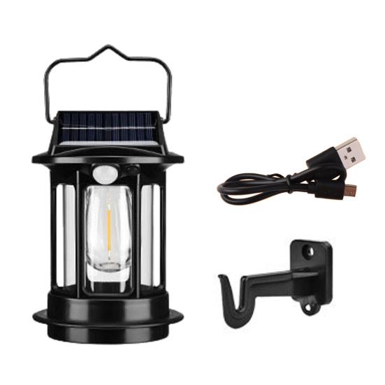 Solcellehengende lanterne campinglys med håndtak høy lysstyrke IP65 vanntett bevegelsessensor solcelledrevet teltlampe LED-lys
