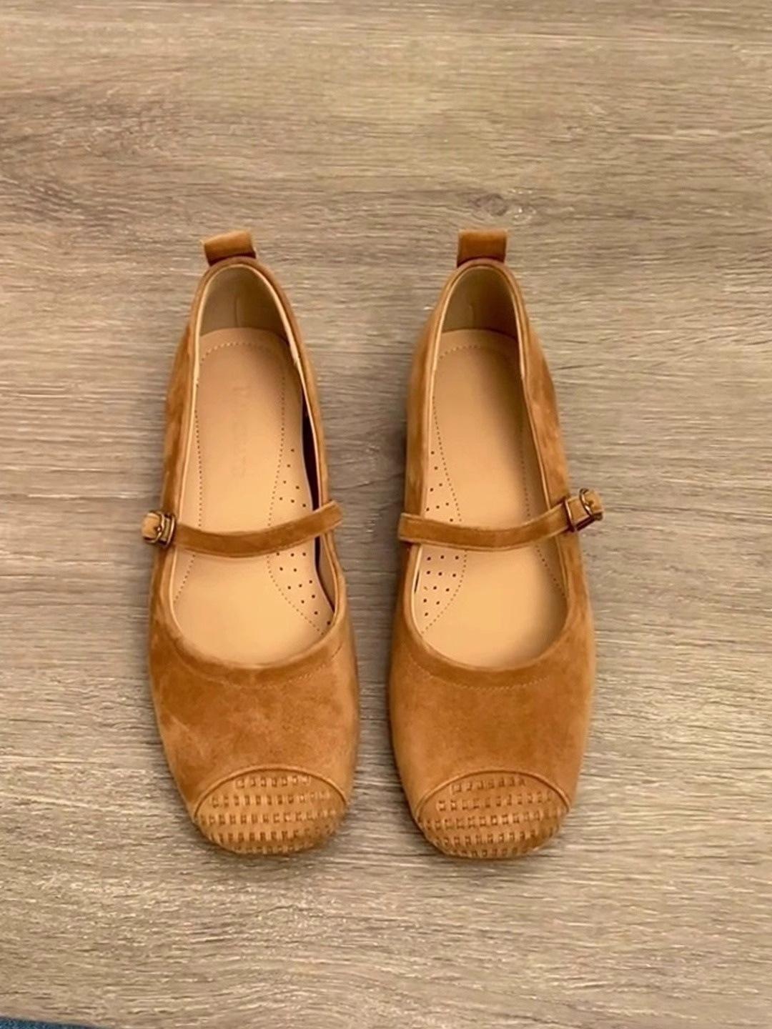 

Soft leather version~ French flat-soled single shoes women s skirt versatile casual ballet evening shoes retro Mary Jane shoes 35