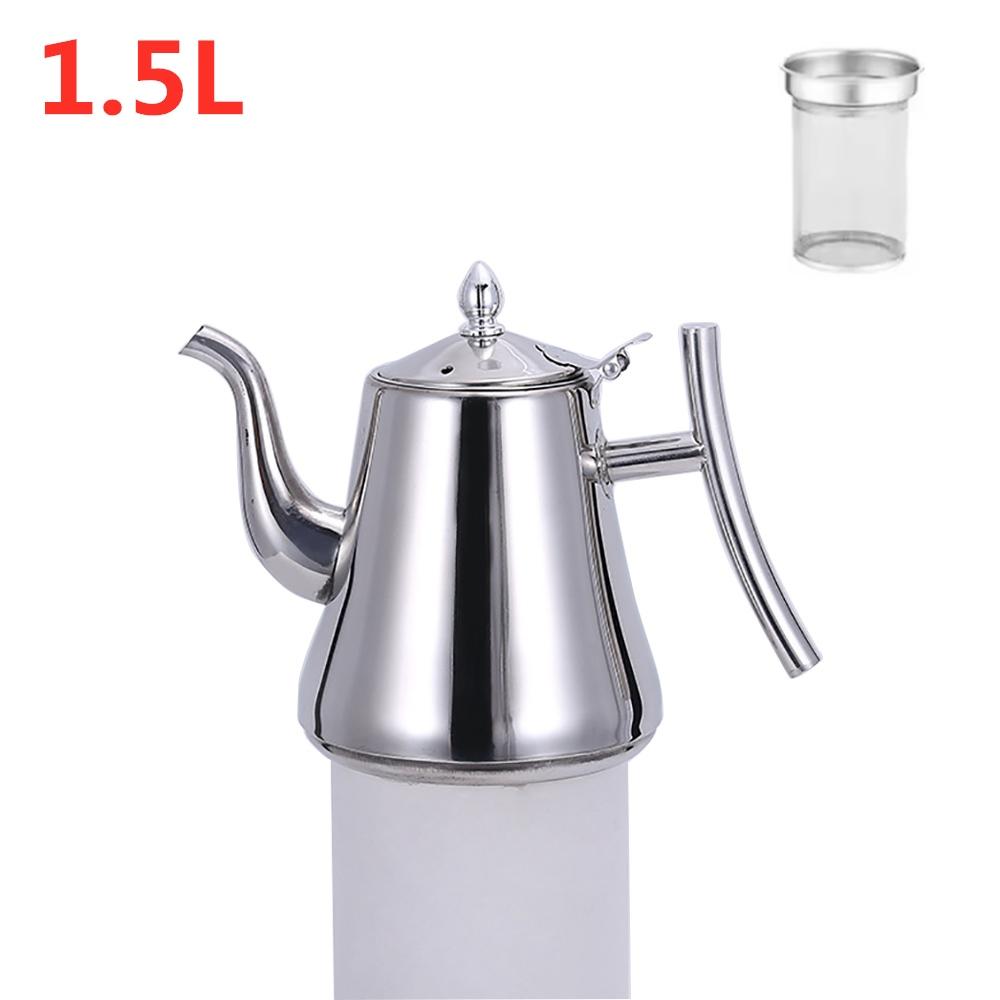 1L/1.5L/2L Edelstahl Teekanne Kaffee Puer Teekannen mit Sieb Aufgusskessel Filter für Wasserkocher Set Teegeschirr Gold