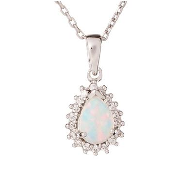 [R3716] - Artisanal Silver Pendant 'Goddess Opal' Silver White (rhodium) - 9x8mm