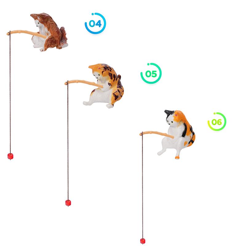 3/4/5PCS Aquarium Fishing Cat Hanging Creative Landscape Decoration Desktop Fish Tank Cat Fishing Micro Landscape Decorations