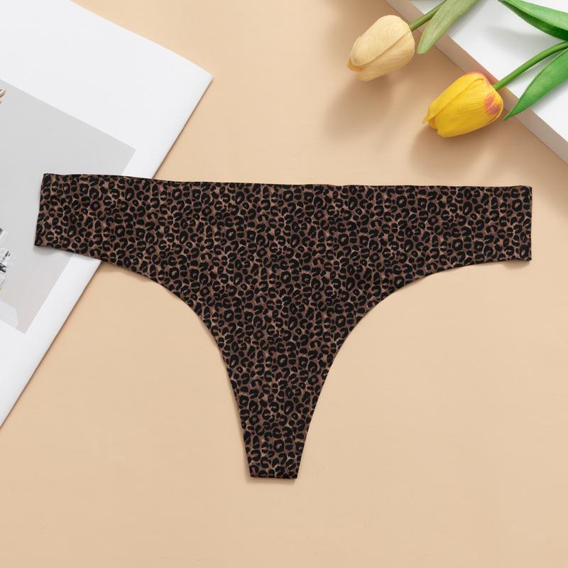 

Женские бесшовные трусики большого размера с леопардовым принтом из ледяного шелка - Сексуальные, Тонкие, Дышащие L цветной печати леопарда