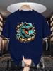 Mens Crew Neck T Shirt Cool T Rex Dinosaur Break Wall Graphic Tees Vintage Animal Print Casual Streetwear Cotton Summer Tops