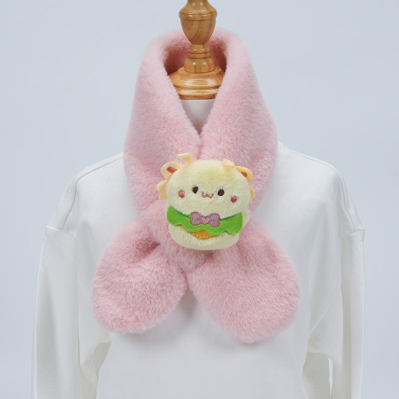 Cute Cartoon Panda Plush Scarf for Kids - Windproof & Thickened Winter Neck Warmer