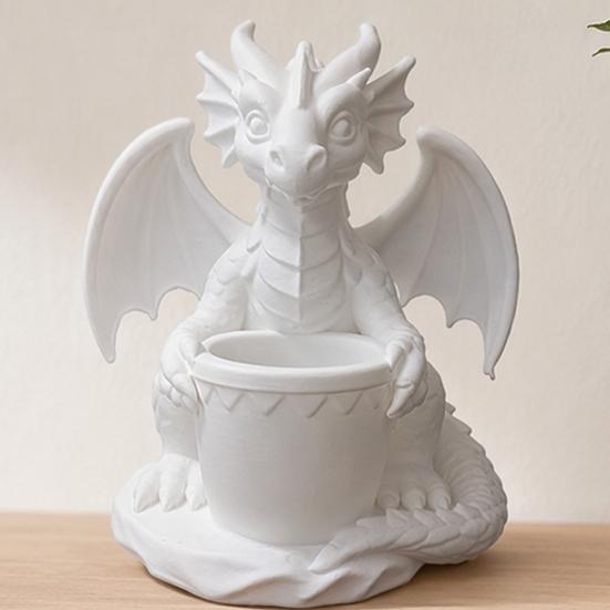 Vaso da fiori con fori di drenaggio integrati, Portapenne a forma di drago stampato in 3D, Vaso da fiori da esterno per piccole piante verdi