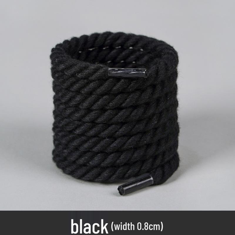 White Polyester Cotton Three-Strand Round Shoelaces - Versatile for Casual or Board Shoes (Pair)