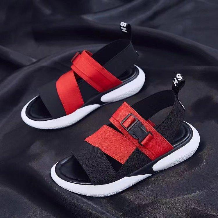 

Sports sandals female student Korean version 2025 new summer versatile flat bottom pregnant women platform Internet celebrity beach sandals women 40 красный