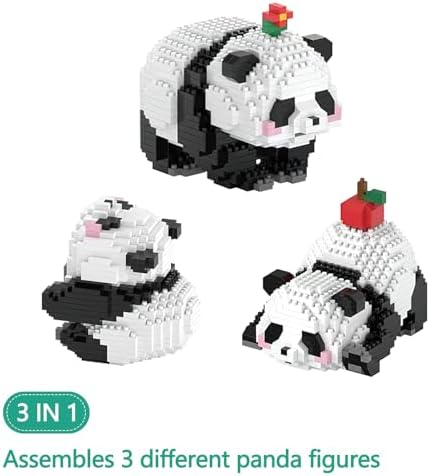 3 in 1 Panda Building Blocks Toy Set, Animal Construction Bricks Creative Building Toys for Kids Ages 6+ Years Old, Birthday Gift for Boys Girls