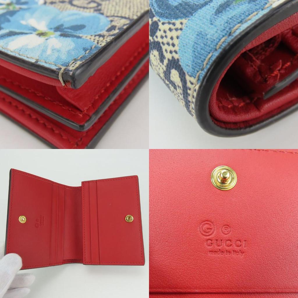 Used GUCCI Bifold Wallet 546372 Blooms Flower print GG Supreme Canvas Blue beige Compact wallet