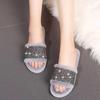 Fashion Luxury Glitter Strap Faux Fur Slippers Women 2025 Winter Round Toe Soft Thick Bottom Cotton Slides Fashion Short Plush Slippers