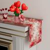 XCHI Wild Flowers Love Hearts Valentine’s Day Table Runner Table Decoration for Party Home Kitchen Dining Holiday Decor 13x72 Inch