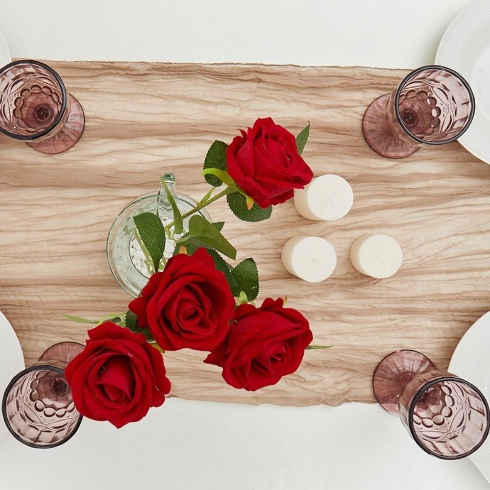 Semi-Sheer Cheese Cloth Table Runner Boho Rustic Elegant Tulle Balinese Pleated Tablecloth DIY Gauze Table Runner Party Banquet