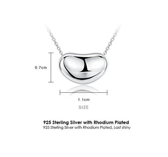 [Ashley Jewelry] Sterling Silver 925 Necklace, Bean Pendant, 11mm, Simple Design, Women's (Gold)