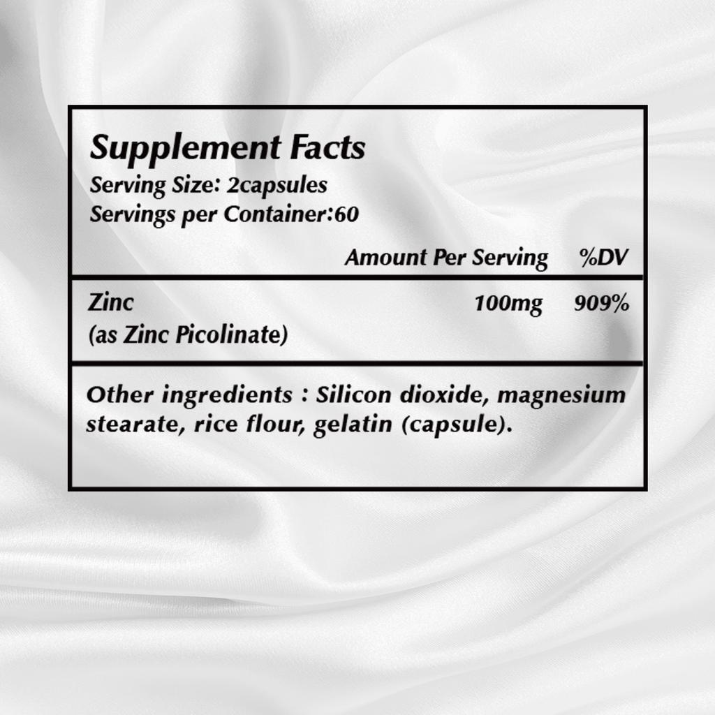 Coolkin Zinc Extract Capsules, 100 Mg Per Serving, non-GMO, Suitable for Both Men and Women, High Absorption Rate.