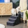 Portable 4-Step Dog Ladder, Removable Velvet Fabric and Wood, 60x35x44 cm, Dark Grey