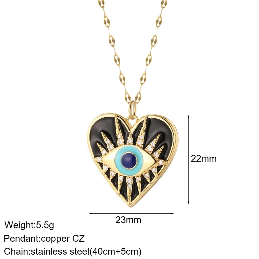 Heart Evil Blue Eye Sun náhrdelník pro ženy Roztomilý pes Včela Slon Zlatá barva Přívěsek Dámské obojky Dlouhé řetízky z nerezové oceli