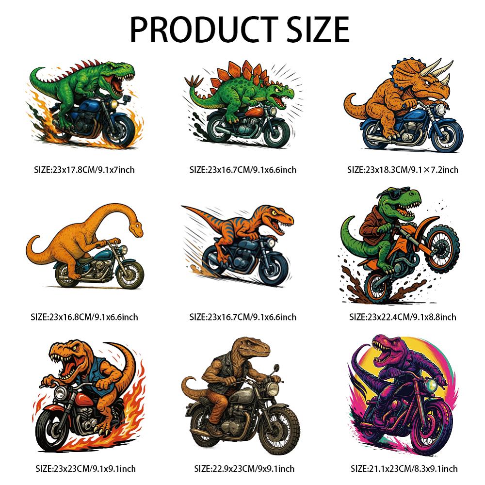 9Pcs 9 Styles Plastic Heat Transfer Film Logo Stickers Set for DIY T-Shirt Dinosaur 167~230x211~230mm 1pc/style