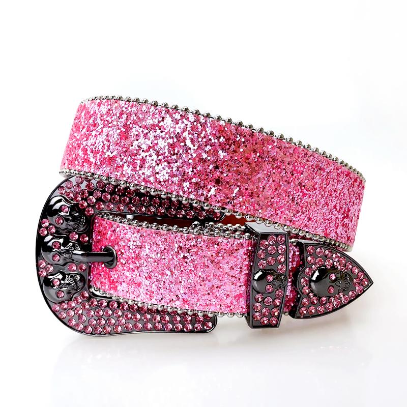 Punk Rock Rhinestone Western Belts Fashion Luxury Studded Belts Strap Diamond Bling Belts Cowgirl Cowboy Belt for Goth Jeans