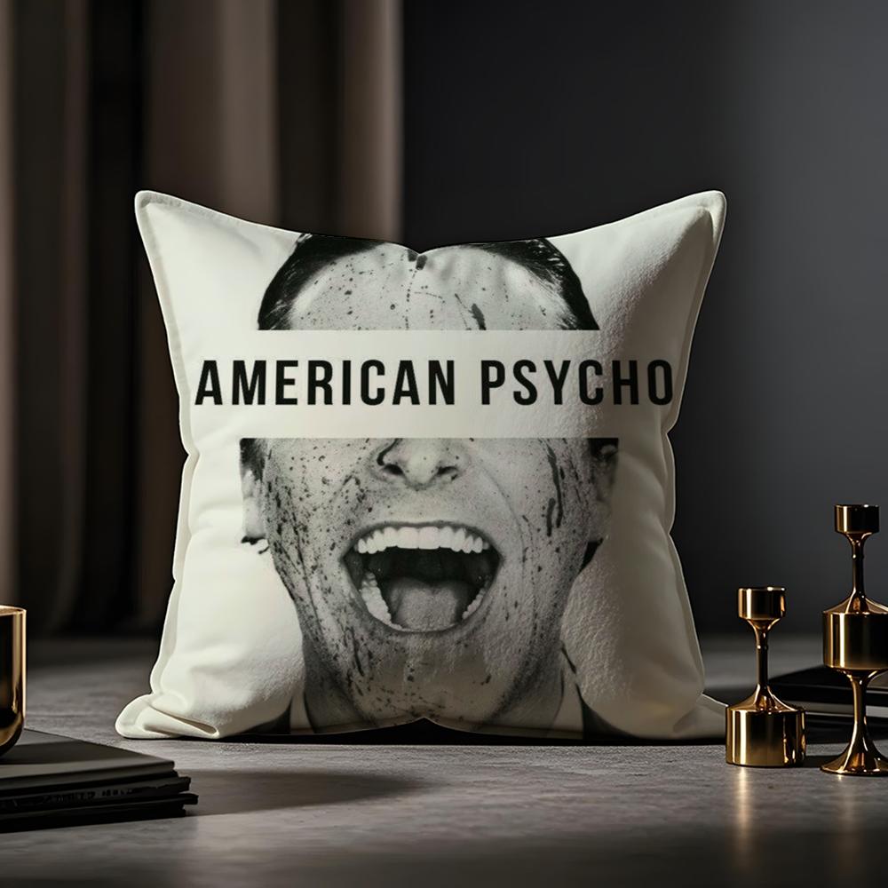 American Psycho Cushion Cover Anti-dustmite Pillowcase Invisible Zipper Silky Short Plush Sofa Cushion Cover