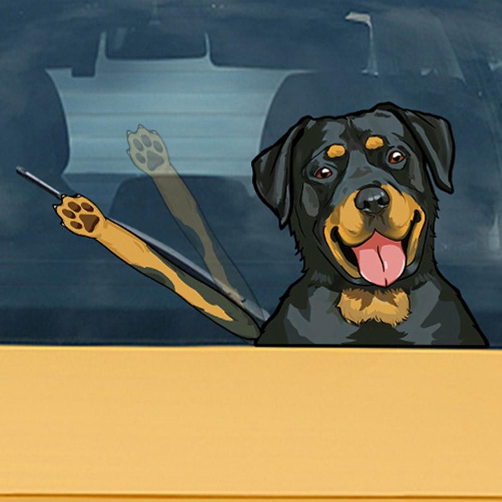 Funny Stickers On Car Rear Windshield and Wipers, Vinyl Cartoon Film Cat Dog Moving Hand Tail Decals Auto Rear Window Decoration