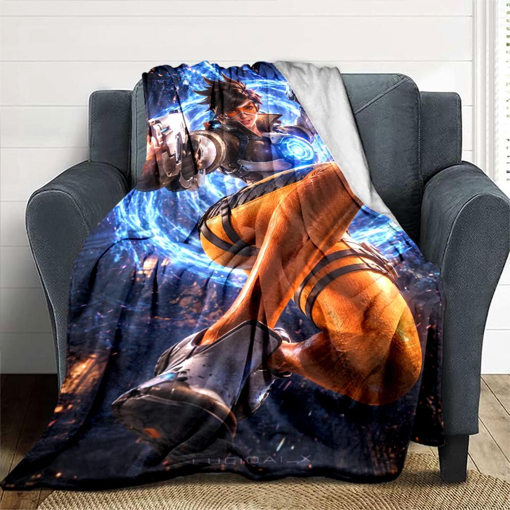 Overwatch Heroes Print Flannel Blanket High Quality Warm Comfortable Cover for All Seasons Perfect for Gifts Home Decor