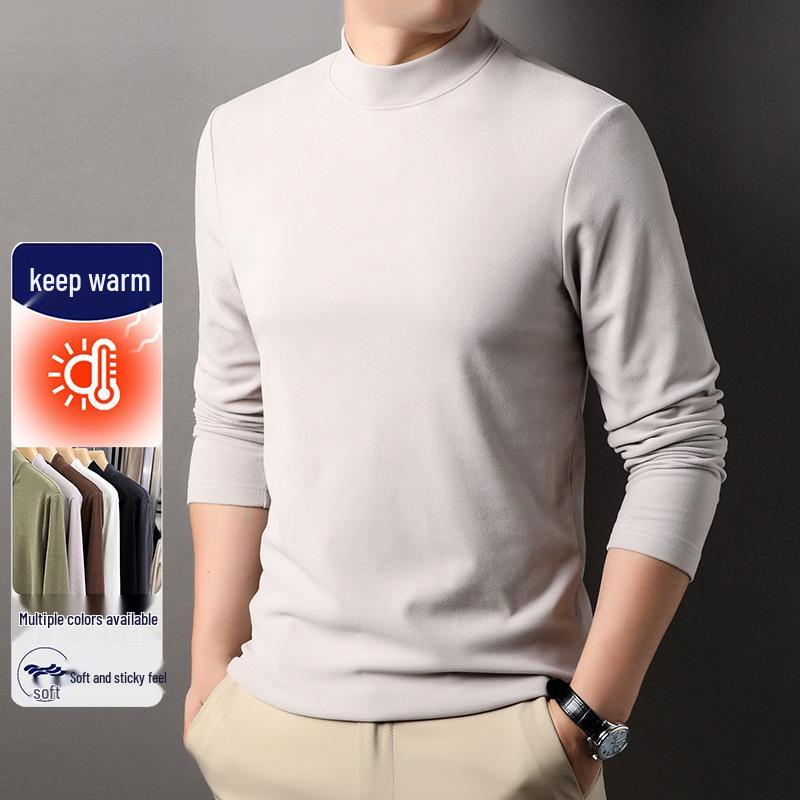 Men's Self-Heating Double-Sided Fleece Half-High Collar Sweatshirt - 2025 Autumn/Winter New Style Base Layer
