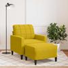 Vidaxl Armchair with Footrest, Yellow, 60 Cm, Velvet
