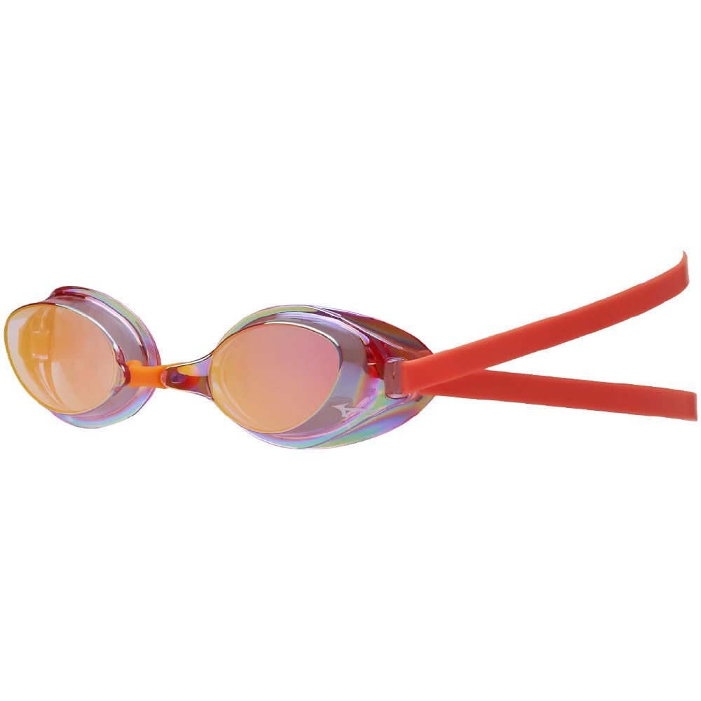 Mizuno Limited Edition Accel Eye Swim Goggles Light Pink with Ruby Unisex (Non-Cushion Type) N3JEC581, Mirror,