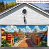 2D Dreamy Caribbean Town Tapestry, Palm Trees & Cobblestone Street