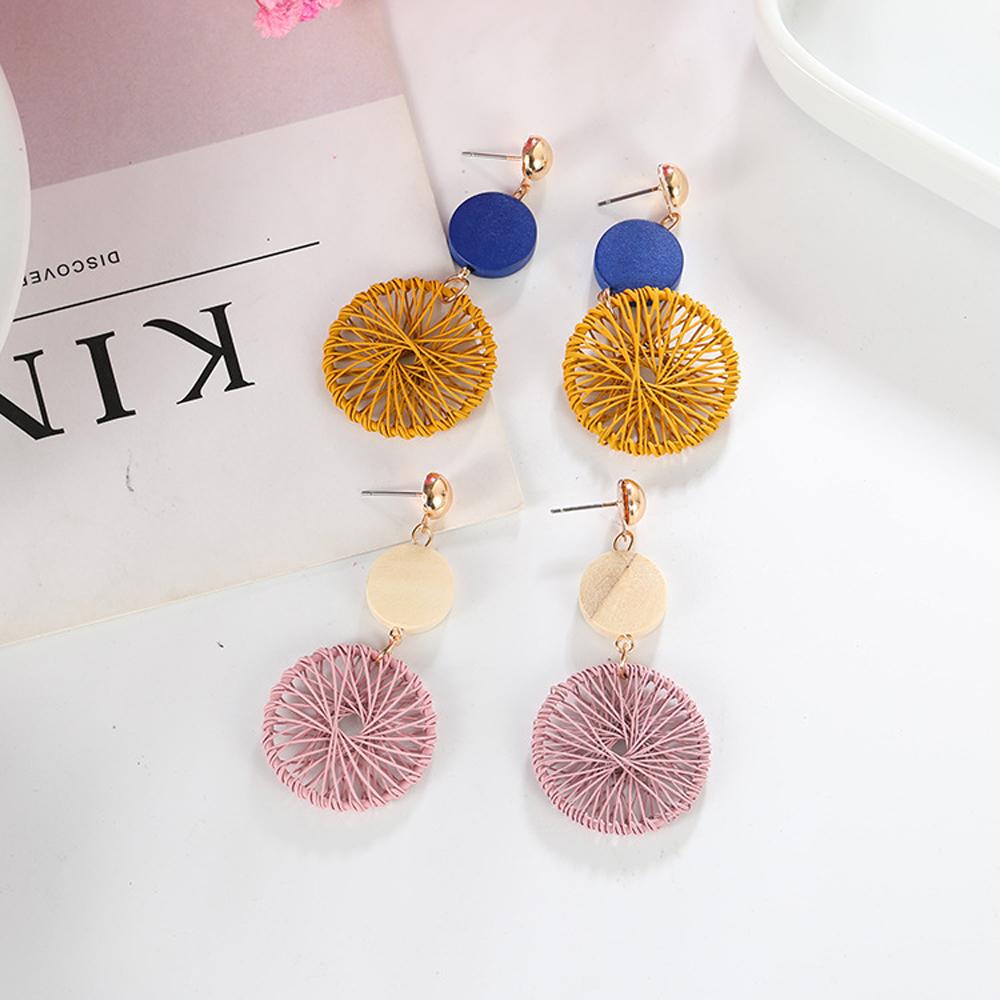 2025 New Korean Style Luxury Simple Big Round Hollow Mesh Drop Earrings for Women Fashion Jewelry Gifts
