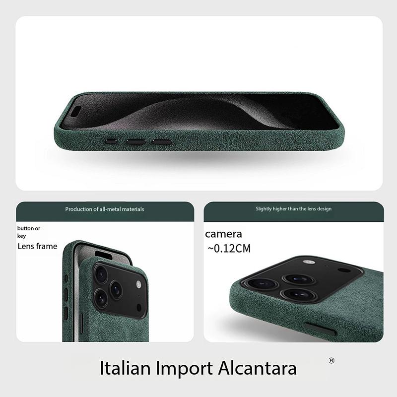 Real Italy Alcantara Magsafe Case for iPhone 17 Pro Max Air Premium Magnetic Cover Suede Leather Cases for iPhone 16 17 Pro Max
