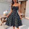 2026 Spring and Summer New European and American Amazon Cross-border Women's Clothing Elegant Flower Printing High Slit Suspender Dress