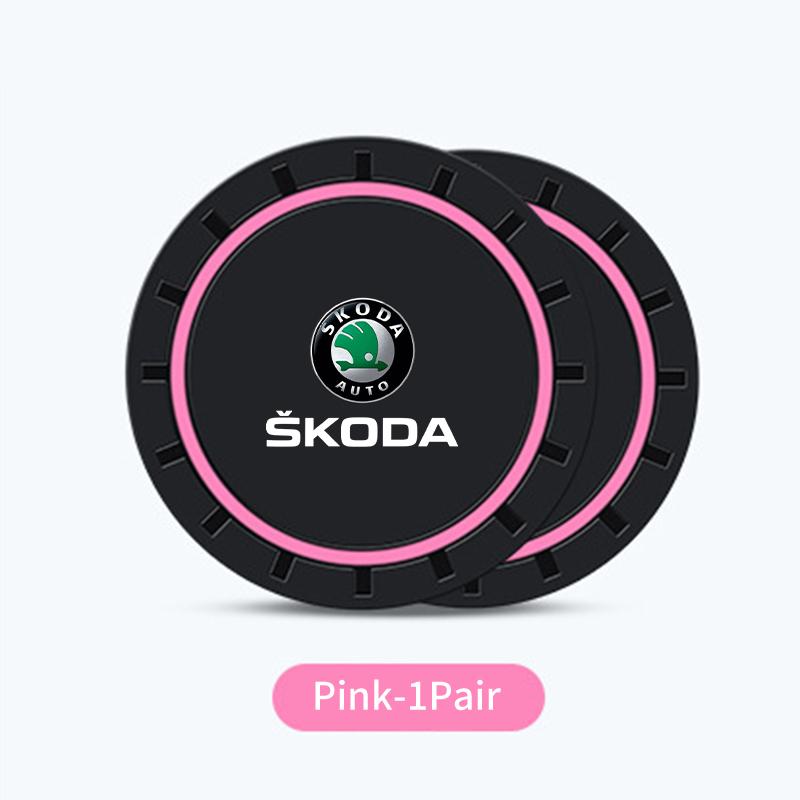 

2026 Hot 2Pcs Car Silicone Coaster Anti-Slip Water Cup Drink Mat For Skoda Octavia Kodiaq Fabia Superb Rapid Karoq Kamiq Roomste