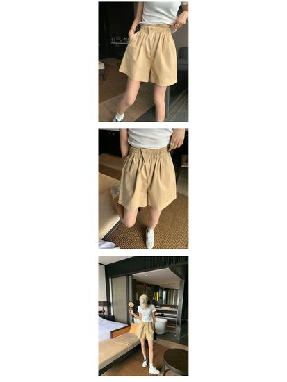 2025 Women's Elastic High-Waist Wide Leg Mid-Length Summer Shorts