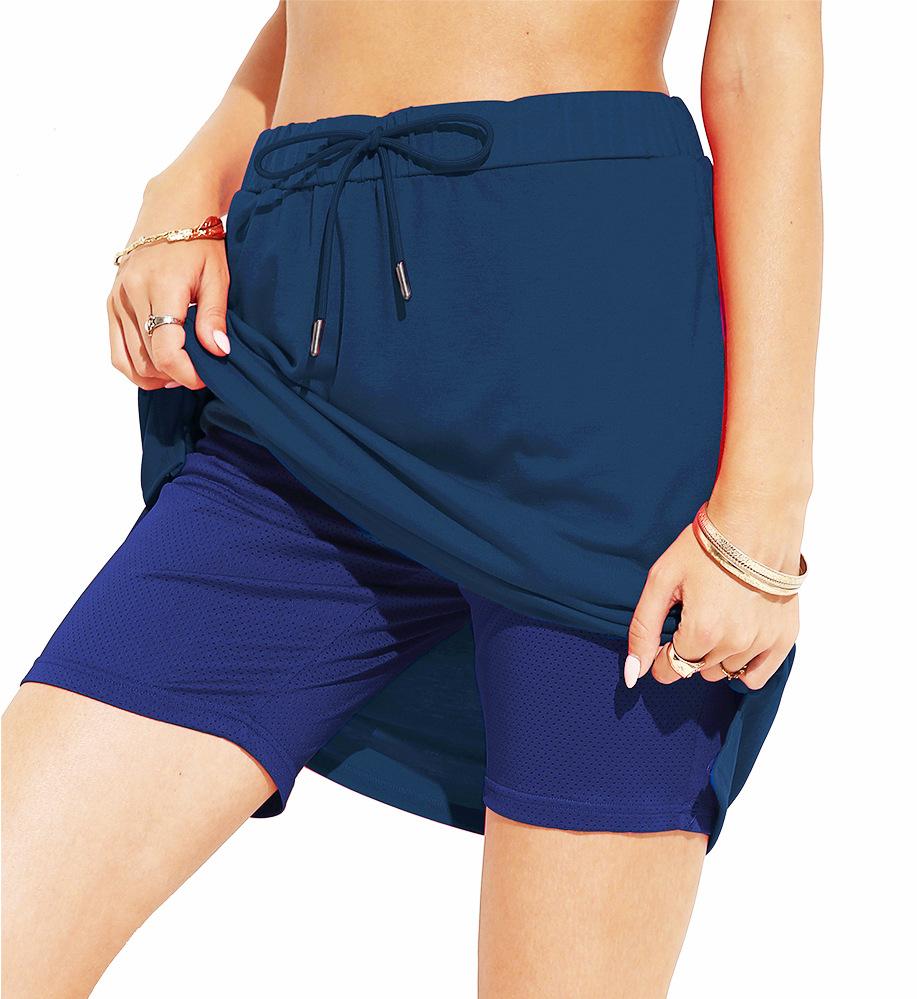 European and American Women's Spring and Summer Temperament Lace-up Solid Color Skirt Two-layer Short Skirt