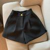 Women's Elastic High Waist Wide Leg Woolen Pants with Slimming Slit, Autumn/Winter Loose Fit.