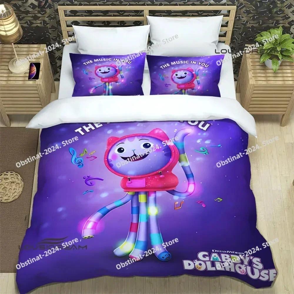 G-Gabby's Puppenhaus Bettwäsche Set Bedruckte einzelne Decke Tagesdecke Bettbezug Kissenbezug 3-teilige Sets Kinder Erwachsenengröße