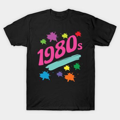 Men Black Print T-shirt Super Large TShirt 1980s-retro-paint-splatter-shirt No-Cut Transfer Paper Print Cotton Tshirt