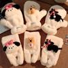Cute bow puppy plush finger female cold proof plush thickened neck new