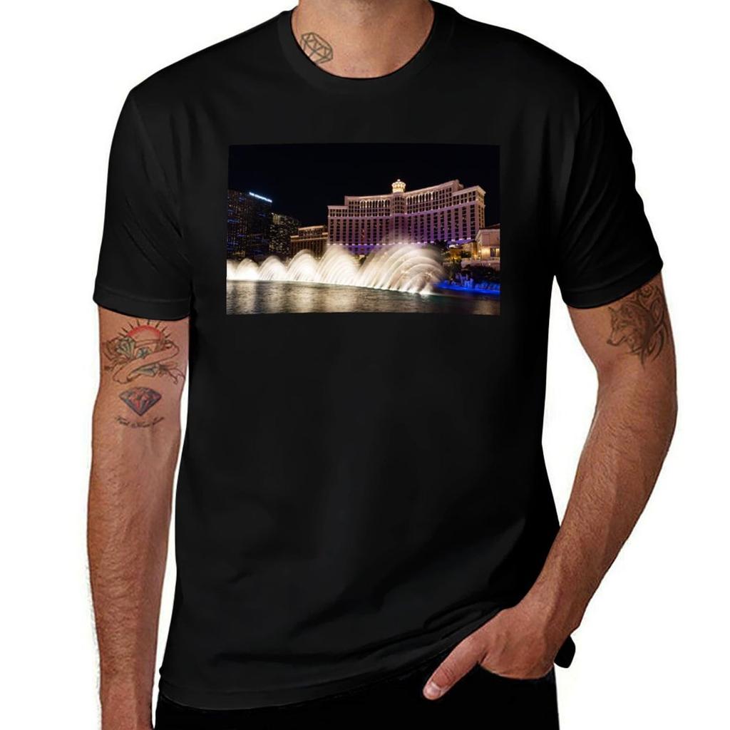 Midnight Dance - Silky Bellagio Fountains at Night T-Shirt Quick Dry Light Sports T-Shirt